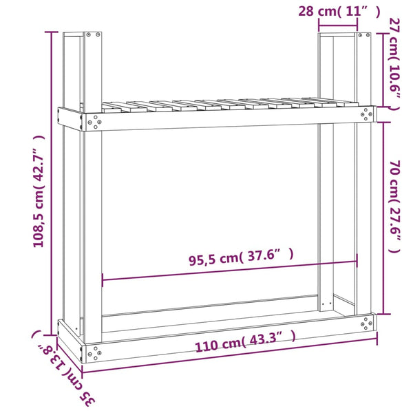 Kaminholzregal Vihelm 110x35x108,5cm (Kiefer)