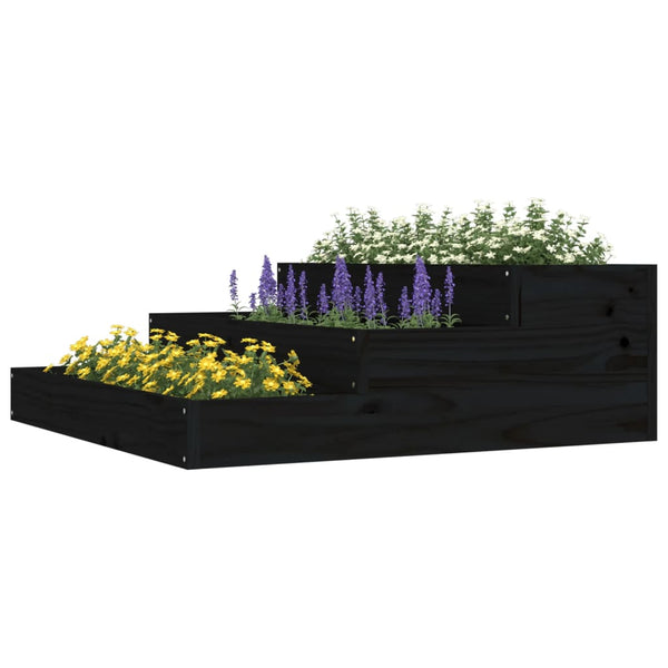 Schwarzer Blumenkasten Cianeta 78x78x27cm (Kiefer)