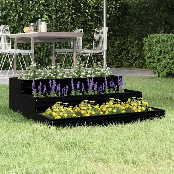 Schwarzer Blumenkasten Cianeta 78x78x27cm (Kiefer)