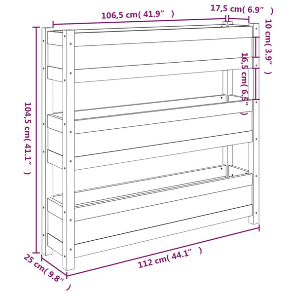 Grauer Blumenkasten Anci 112x25x104,5cm (Kiefer)