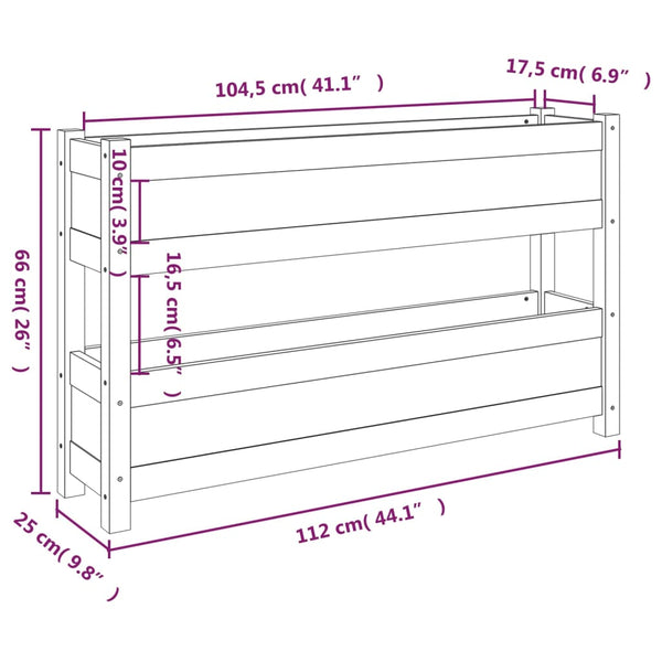 Grauer Blumenkasten Anci 112x25x66cm (Kiefer)