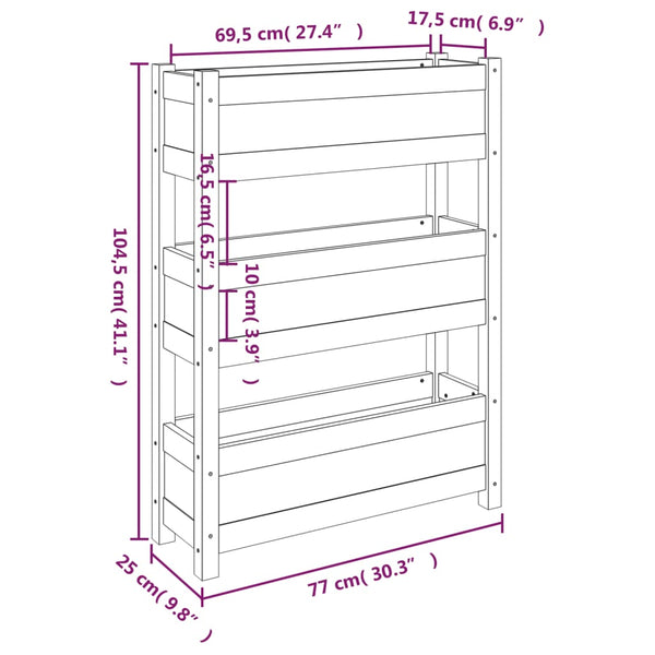 Grauer Blumenkasten Anci 77x25x104,5cm (Kiefer)
