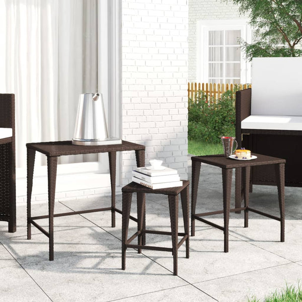 Ruskea sarjapöydät Marcelini (3 kpl polyrottinki)