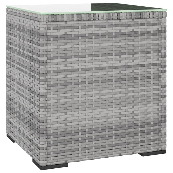 Grauer Beistelltisch Malos 40x37x40,5cm (Polyrattan und gehärtetes Glas)