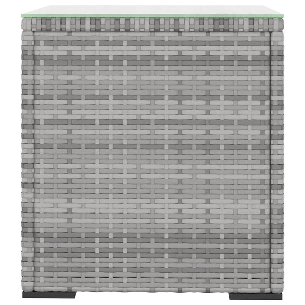 Grauer Beistelltisch Malos 40x37x40,5cm (Polyrattan und gehärtetes Glas)