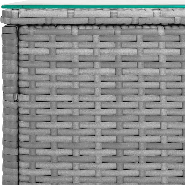 Grauer Beistelltisch Malos 40x37x40,5cm (Polyrattan und gehärtetes Glas)