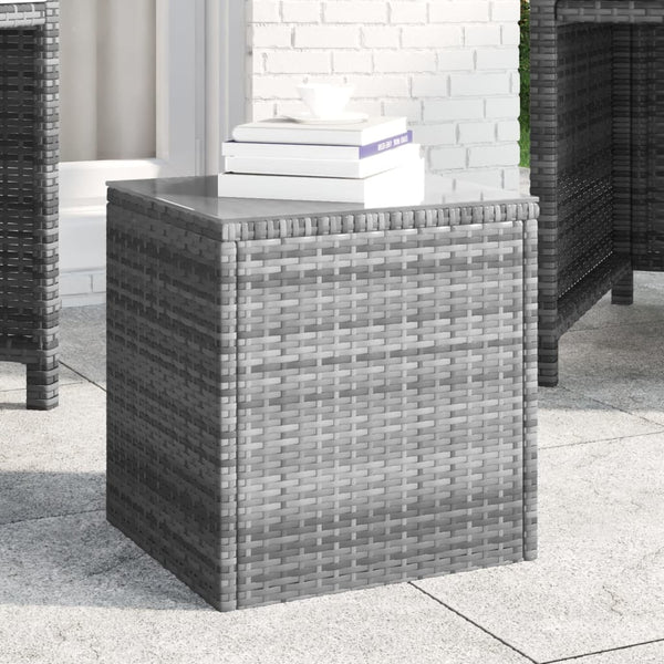 Grauer Beistelltisch Malos 40x37x40,5cm (Polyrattan und gehärtetes Glas)