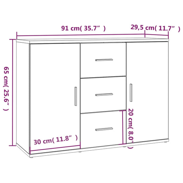 Weißes Sideboard Ra 91x29,5x65cm (Holz)