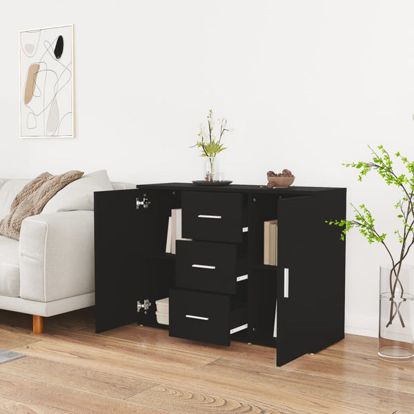 Schwarzes Sideboard Ra 91x29,5x65cm (Holz)