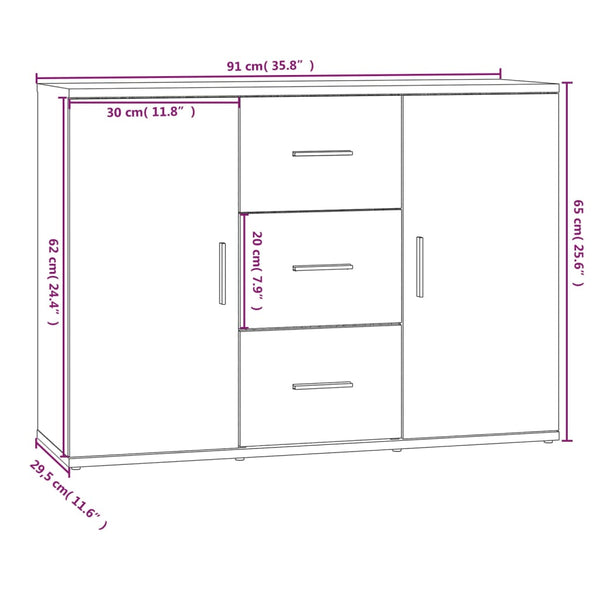 Schwarzes Sideboard Ra 91x29,5x65cm (Holz)