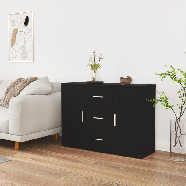 Schwarzes Sideboard Ra 91x29,5x65cm (Holz)