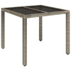 Grauer Gartentisch Gero 90x90x75cm (mit Glasplatte Polyrattan)