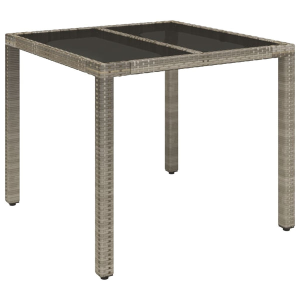 Grauer Gartentisch Gero 90x90x75cm (mit Glasplatte Polyrattan)