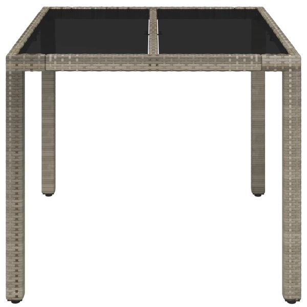 Grauer Gartentisch Gero 90x90x75cm (mit Glasplatte Polyrattan)