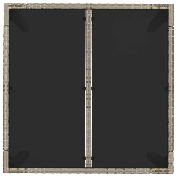 Grauer Gartentisch Gero 90x90x75cm (mit Glasplatte Polyrattan)
