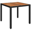 Schwarzer Gartentisch mit Holzplatte Gero 90x90x75cm (Polyrattan)