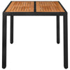 Schwarzer Gartentisch mit Holzplatte Gero 90x90x75cm (Polyrattan)