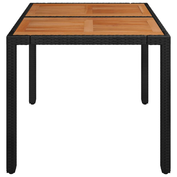 Schwarzer Gartentisch mit Holzplatte Gero 90x90x75cm (Polyrattan)