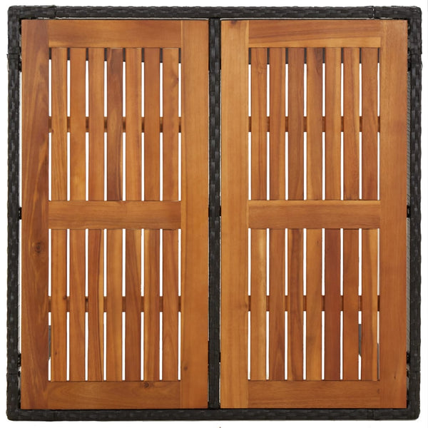 Schwarzer Gartentisch mit Holzplatte Gero 90x90x75cm (Polyrattan)