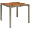 Grauer Gartentisch mit Holzplatte Gero 90x90x75cm (Polyrattan)