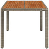 Grauer Gartentisch mit Holzplatte Gero 90x90x75cm (Polyrattan)