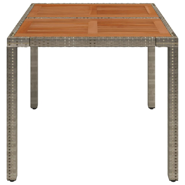 Grauer Gartentisch mit Holzplatte Gero 90x90x75cm (Polyrattan)