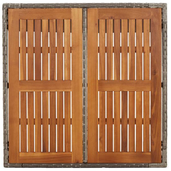 Grauer Gartentisch mit Holzplatte Gero 90x90x75cm (Polyrattan)