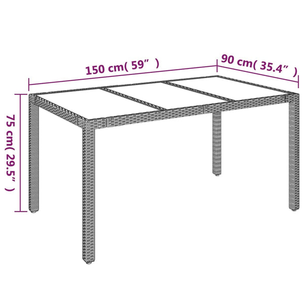 Schwarzer Gartentisch Gero 150x90x75cm (Polyrattan)