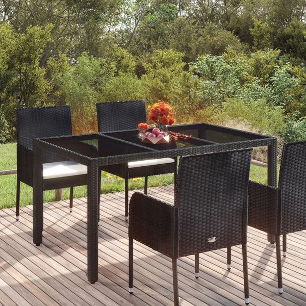 Schwarzer Gartentisch Gero 150x90x75cm (Polyrattan)