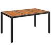 Schwarzer Gartentisch mit Holzplatte Gero 150x90x75cm (Polyrattan)