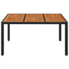 Schwarzer Gartentisch mit Holzplatte Gero 150x90x75cm (Polyrattan)