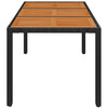 Schwarzer Gartentisch mit Holzplatte Gero 150x90x75cm (Polyrattan)