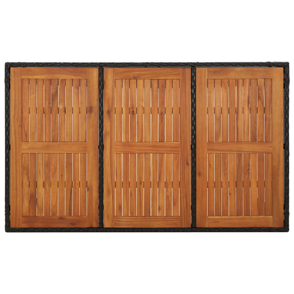 Schwarzer Gartentisch mit Holzplatte Gero 150x90x75cm (Polyrattan)