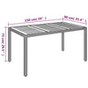 Schwarzer Gartentisch mit Holzplatte Gero 150x90x75cm (Polyrattan)