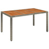 Grauer Gartentisch mit Holzplatte Gero 150x90x75cm (Polyrattan)