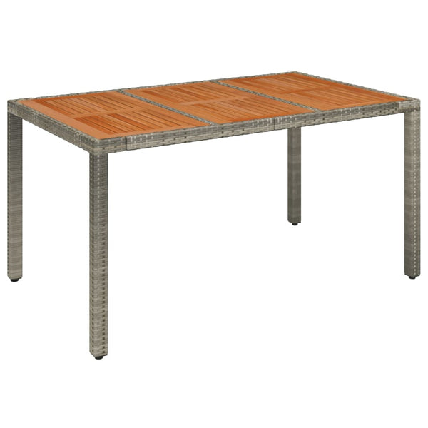 Grauer Gartentisch mit Holzplatte Gero 150x90x75cm (Polyrattan)