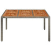 Grauer Gartentisch mit Holzplatte Gero 150x90x75cm (Polyrattan)