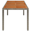 Grauer Gartentisch mit Holzplatte Gero 150x90x75cm (Polyrattan)