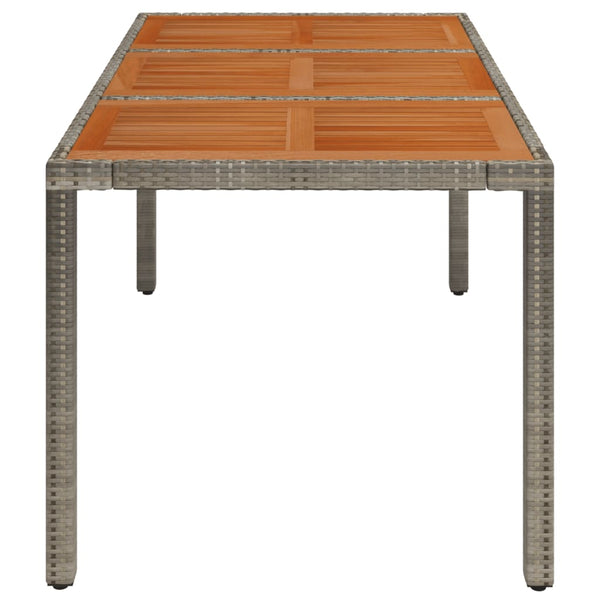 Grauer Gartentisch mit Holzplatte Gero 150x90x75cm (Polyrattan)