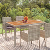 Grauer Gartentisch mit Holzplatte Gero 150x90x75cm (Polyrattan)