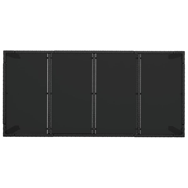 Schwarzer Gartentisch mit Glasplatte Gero 190x90x75cm (Polyrattan)