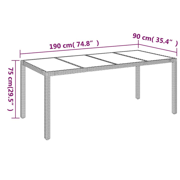 Gartentisch Gero grau 190x90x75cm (Polyrattan)