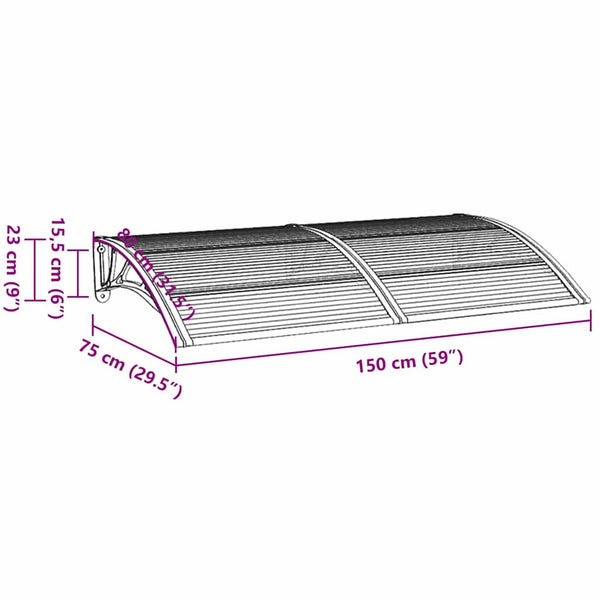 Schwarzes Türvordach Morgovan 150x75cm (Polycarbonat)