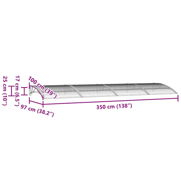 Maruleta schwarzes Türvordach 350x100cm (Polycarbonat)