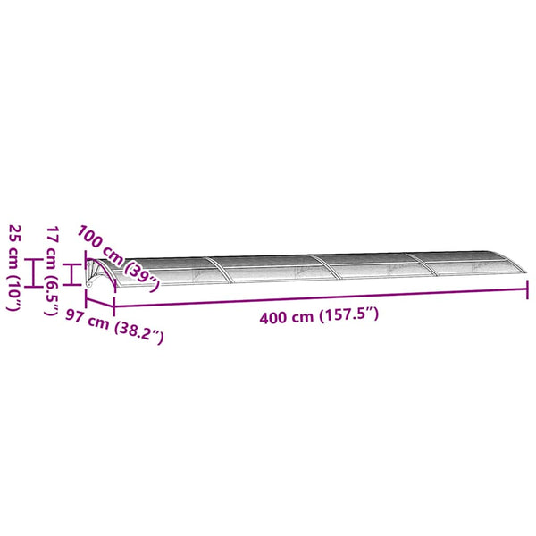Ovikatos Maruleta musta 400x100 cm (polykarbonaatti)