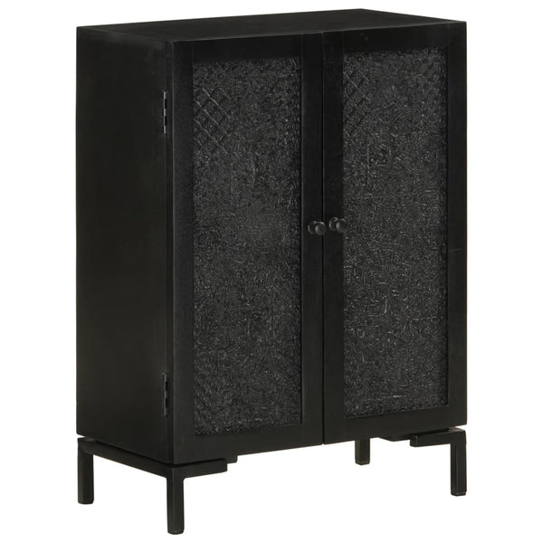 Schwarzes Sideboard Romie 55x30x77cm (Mangoholz und Eisen)