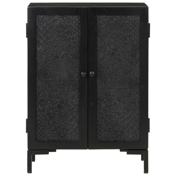 Schwarzes Sideboard Romie 55x30x77cm (Mangoholz und Eisen)