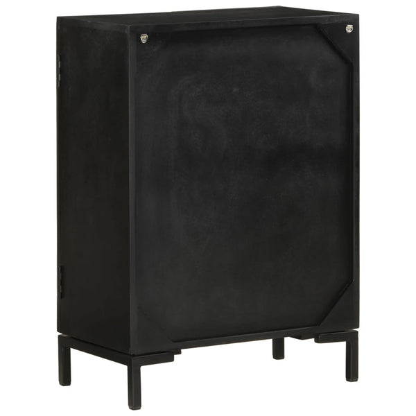 Schwarzes Sideboard Romie 55x30x77cm (Mangoholz und Eisen)