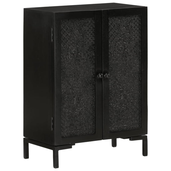 Schwarzes Sideboard Romie 55x30x77cm (Mangoholz und Eisen)