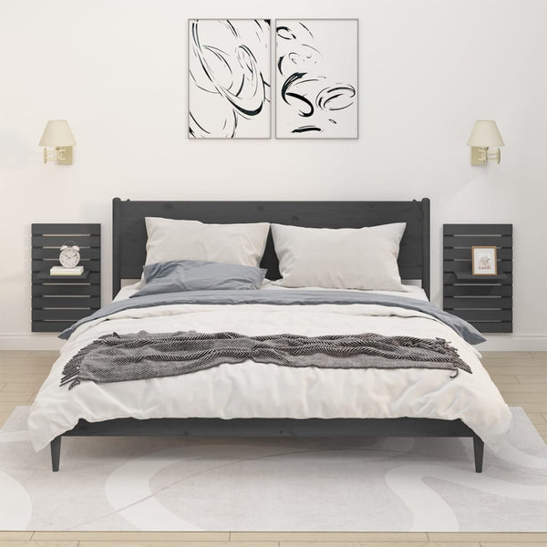 Graue Ditan Schlafzimmer-Wandregale (2 Stück Kiefer)